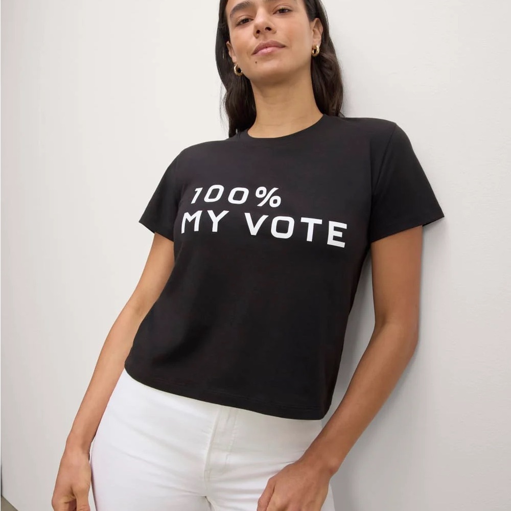 NEW Everlane | Black 100% My Vote Cropped Political Graphic Baby Tee